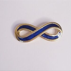Vintage Gold blue enamel signed brooch